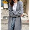 Вязаный женский кардиган осень-зима повседневный V-образный вырез средней длины пальто модный свободный однотонный офисный женский свитер