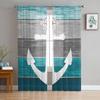 Vintage Farm Barn Wood Grain Boat Anchor Sheer Curtains for Living Room Modern Bedroom Voile Tulle Curtain Window Drapes