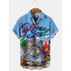 Men's Casual Shirt 3D Music Note Printed Hawaiian Men's Short Sleeve Lining
