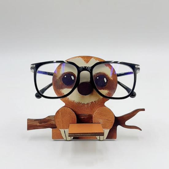 Wooden Glasses Holder Animal Shaped Eyeglass Stand Tabletop Standing Sunglasses Holder for Home Office Desk Decor
