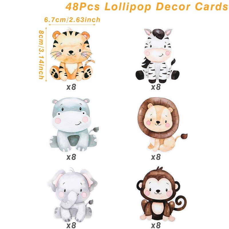 Джунгли Животные Леденец Бумажные открытки День рождения Baby Shower Украшения для детей Леденец Бумажные открытки День рождения Товары для вечеринки