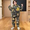 Boys Winter Warm Coral Fleece Robe With Hooded Design 3-Layer Cotton Padding Kids Sleepwear Long Sleeve Home Pajamas