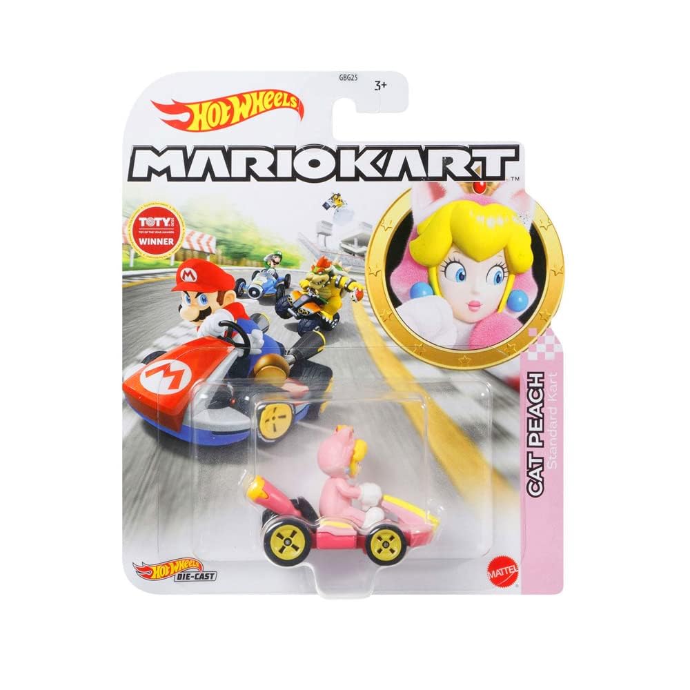 Hot Wheels Mario Kart Cat Standard Kart персиковый, [розовый]