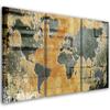 Three Piece Picture Canvas Print Retro World Map
