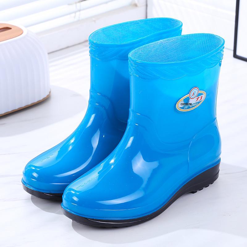 Женские нескользящие резиновые сапоги до середины икры на флисовой подкладке - Теплые, модные, износостойкие аквашузы