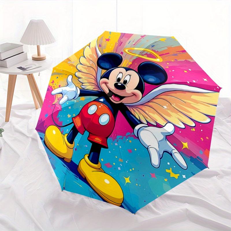 1pc Mickey with Wings Automatic Opening and Closing Umbrella, Lightweight 3-Fold, With Cute Cartoon Characters, Suitable for Home, Outdoor a
