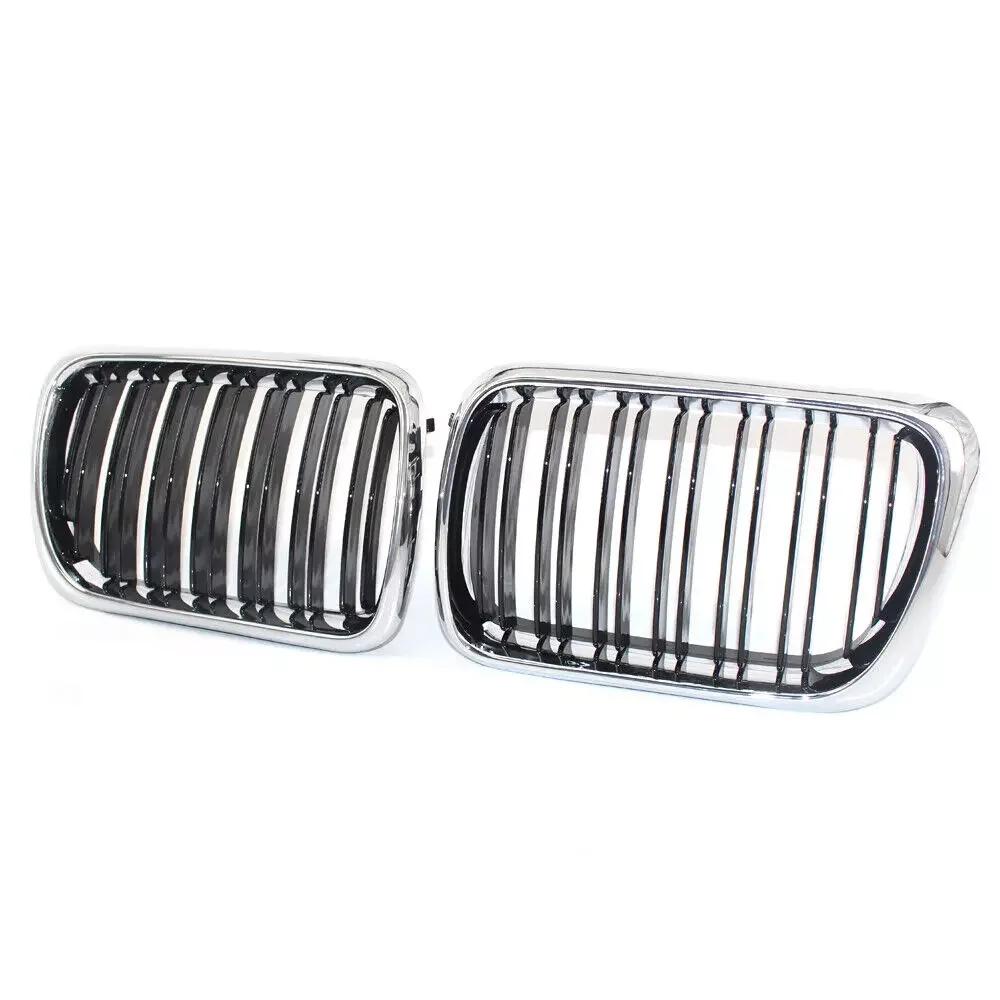 For BMW E36 3 Series 1997-1999 Car Grille Double Line Front Kidney ABS Front Hood Grill Black 51138195152 51138195151 Parts