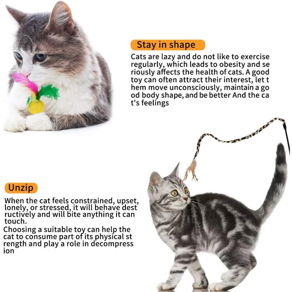 21Pcs/Set Cat Toys Set with Green Tunnel Interactive Cat Toy Feather Mouse Crinkle Balls