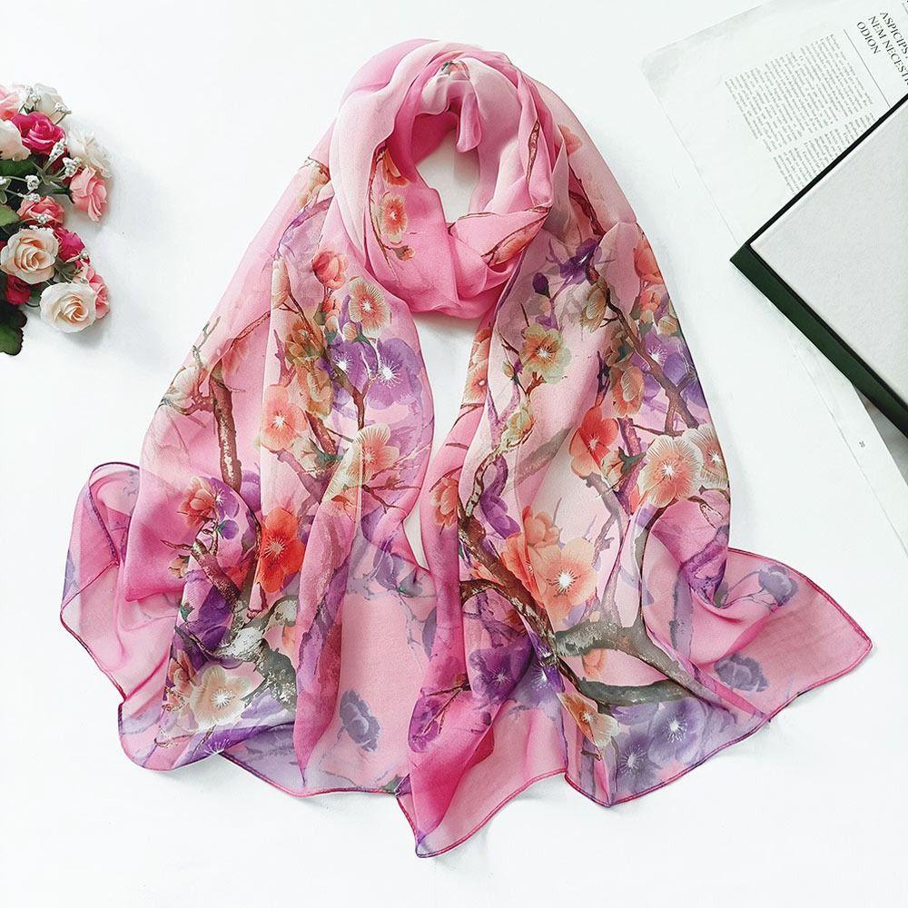 Breathable Silk Scarf Sun-Resistant Long Wraps Summer Bandana for Women