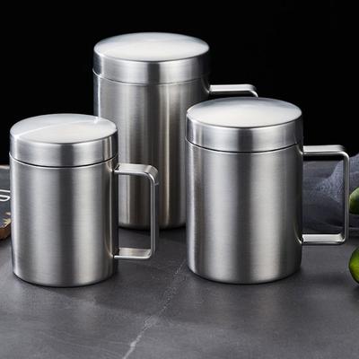 Портативная кружка для кофе с двойными стенками и крышкой, из нержавеющей стали, небьющаяся, для молока и чая, с ручкой, тамблер, кувшин, для путешествий