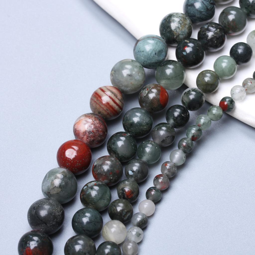 Горячая распродажа, африканские аксессуары из кровавого камня, натуральное изготовление ювелирных изделий, 4/6/8/10 мм, браслет, ожерелье, брелок, бусины, мода, 20-40 шт., бисерный материал