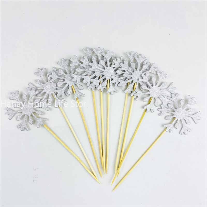 Оптовая продажа 10 шт. снежинки кекс топперы для девочек замороженные украшения для дня рождения дети рождественские принадлежности для торта аксессуары