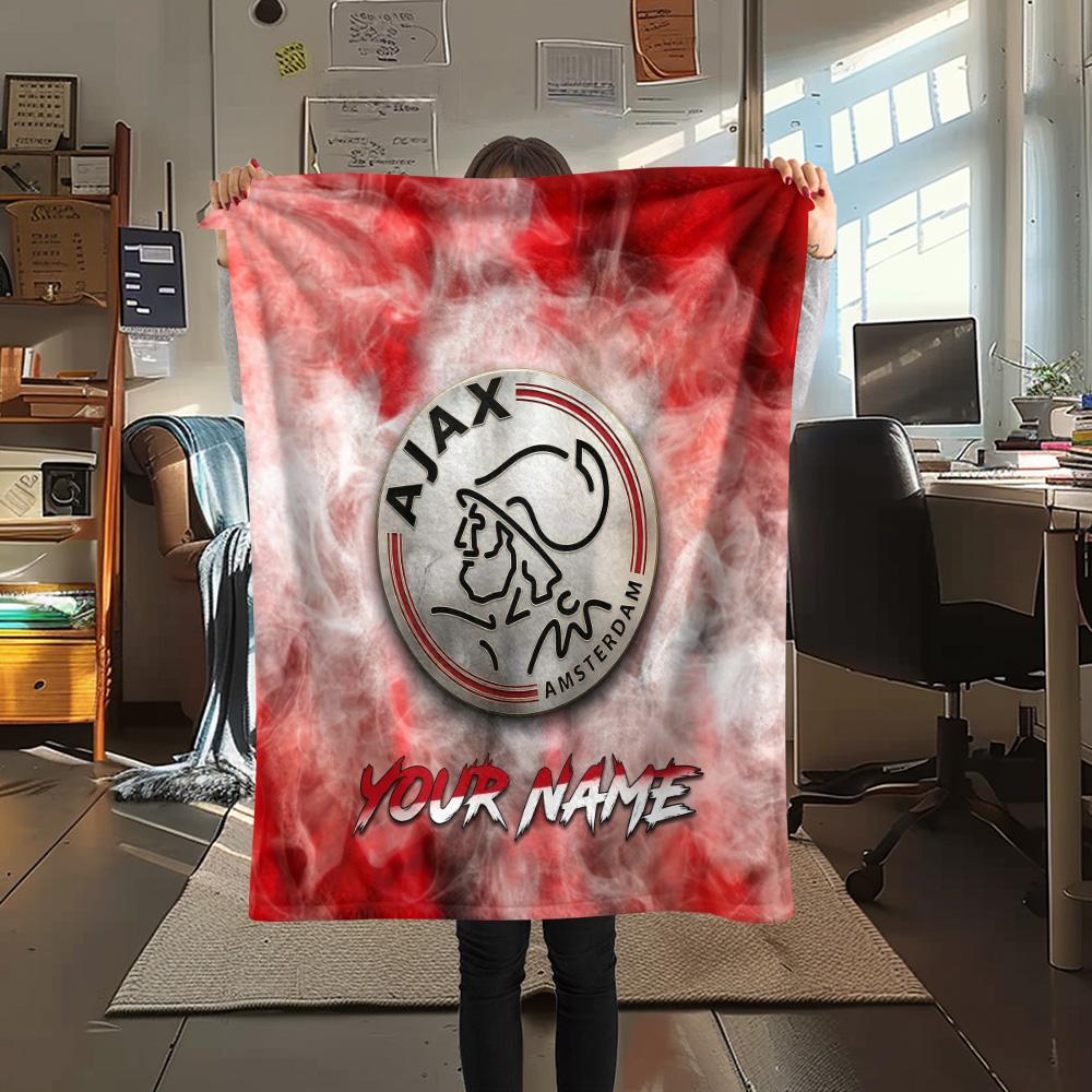 Custom Name Ajax Amsterdam Flannel Blanket, High quality Comfortable for All Seasons, Home Decor, Warmth and Comfort
