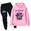 Autumn Winter Kpop Demon Hunters Pattern Hoodies Sweatpants Sets Fashionable Casual Warm Sports Long Sleeved Pants Kids Unisex Clothing Sets