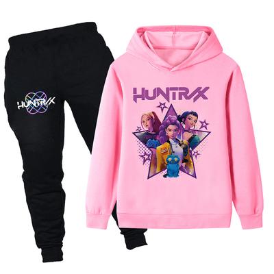 Осень Зима Kpop Узор Охотники на Демонов Толстовки Спортивные Штаны Комплекты Модные Повседневные Теплые Спортивные С Длинным Рукавом Брюки Детские Унисекс Комплекты Одежды