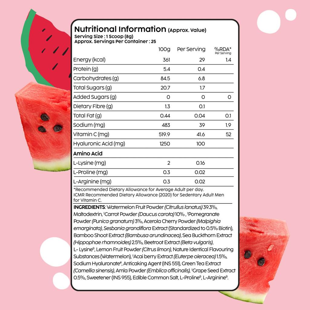 PLIX The Plant Fix Collagen Booster Powder 2x200g for Healthy Skin Hydration & Radiance Watermelon