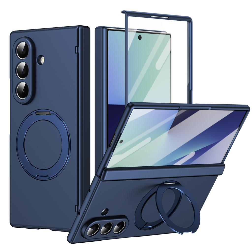 Ультратонкая магнитная крышка для Samsung Galaxy Z Fold 7/6/5 Многофункциональная вращающаяся на 360° подставка со стеклянным защитным экраном