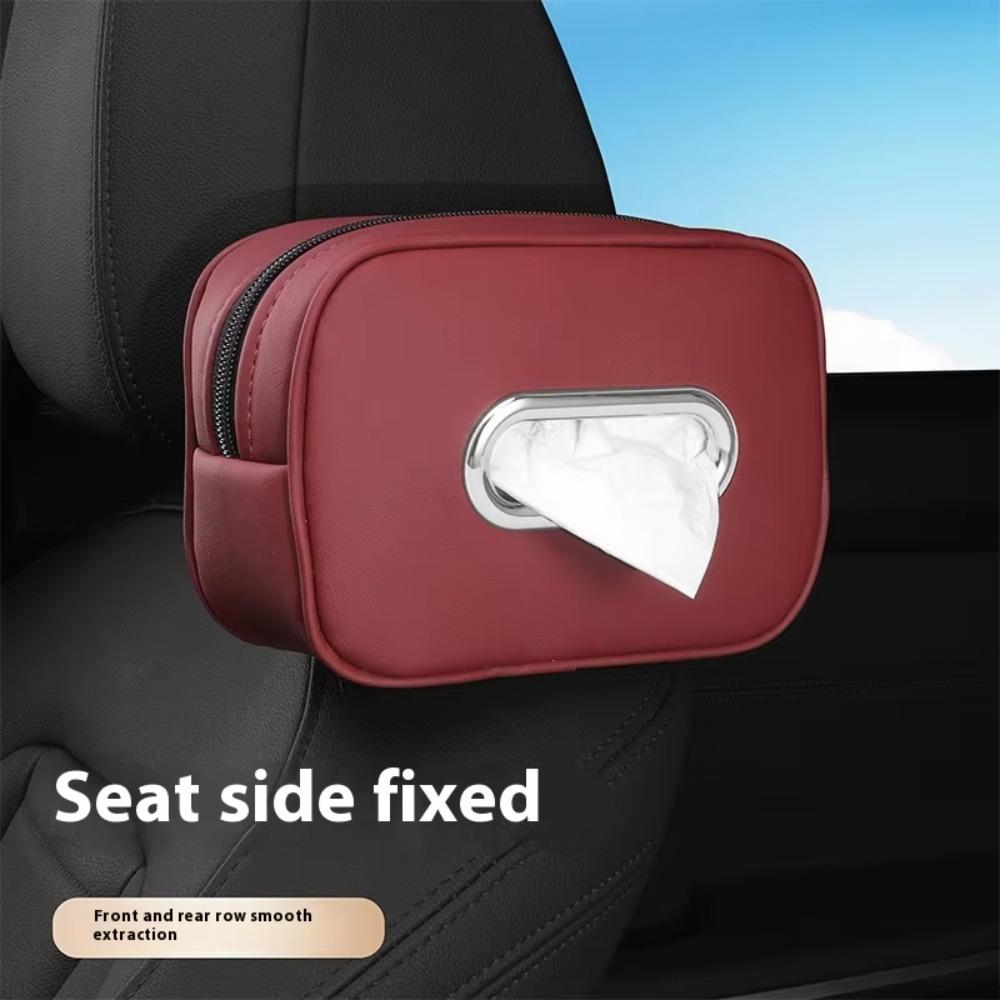 Zipper Car Tissue Box Multifunctional Car Seat Back Organizer Backseat Tissue Case Armrest