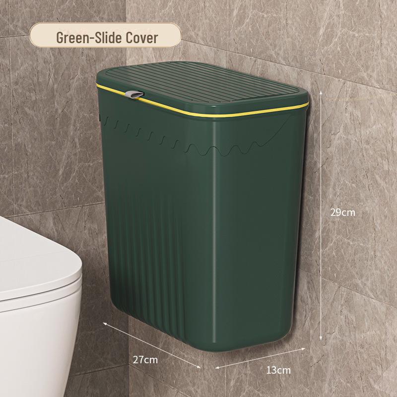 Punch-Free Wall-Mounted Trash Can with Lid - Large Capacity for Kitchen, Bathroom, or Living Room