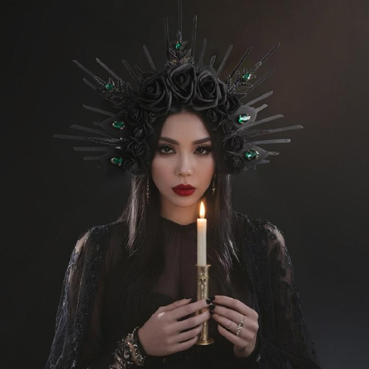 Fashionable Black Rose Headband Elegant Rose Flower Headband for Individualized Style at Parties and Music Festivals