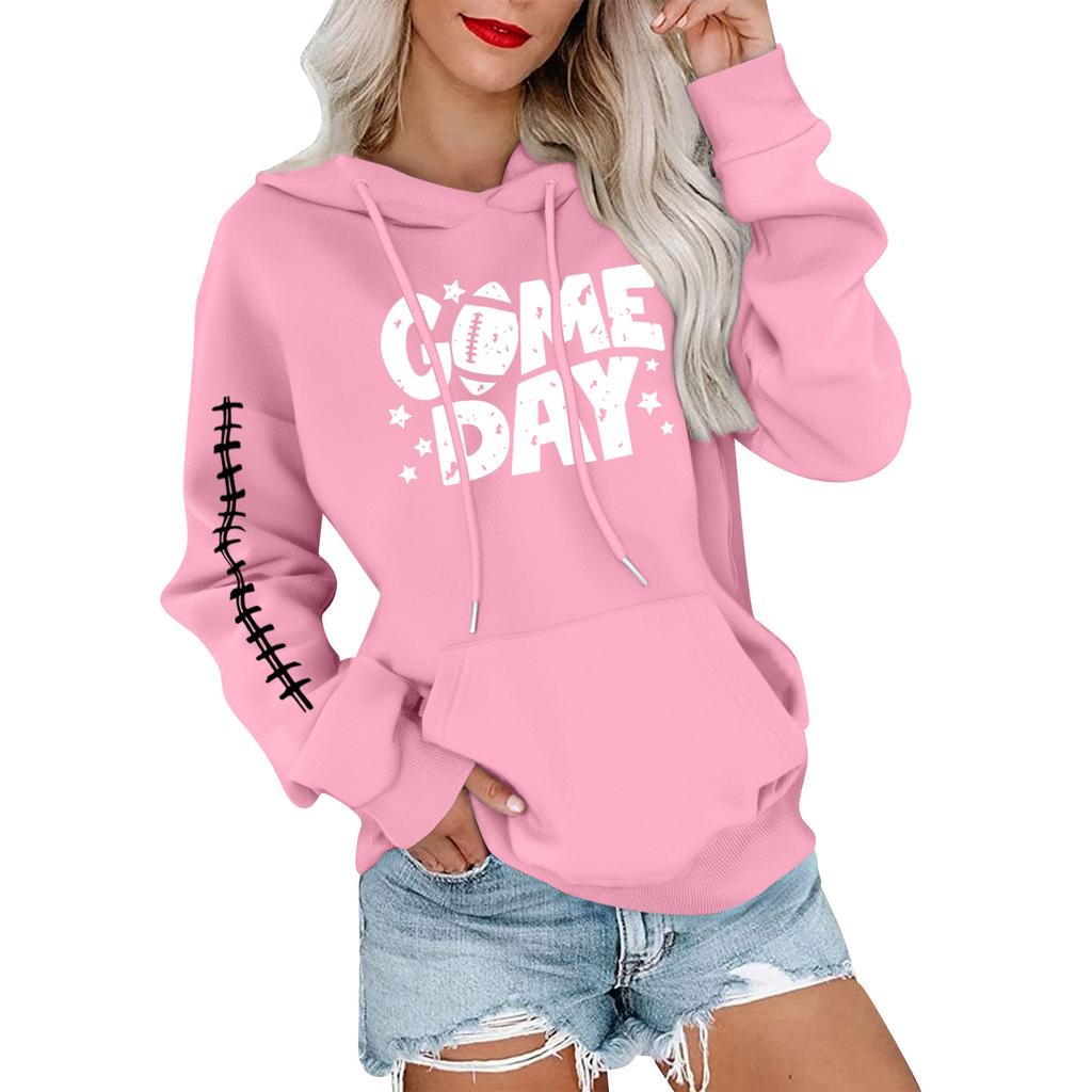 Women's Fashionable, Casual, Comfortable Round-neck, Hooded, Long-sleeved, Rugby-print Warm Sweater