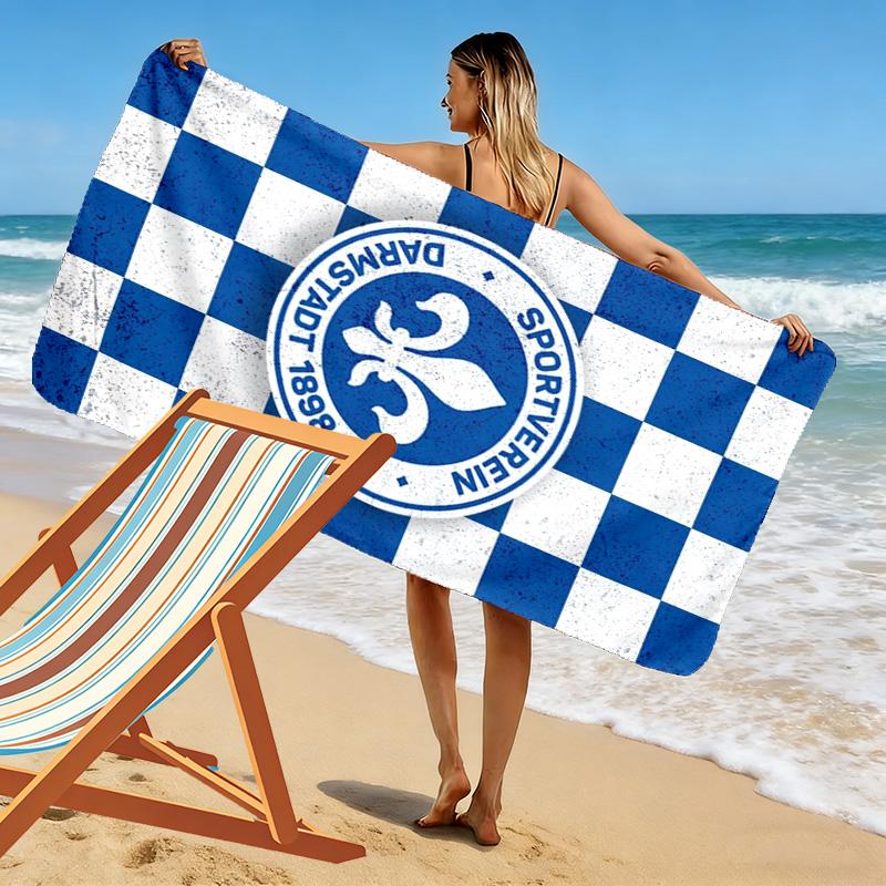 Пляжное полотенце SV Darmstadt 98, Большое, Мягкое, Быстросохнущее, для Пляжа, Кемпинга, Плавания