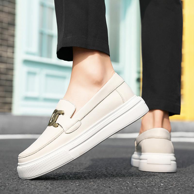 Оригинальные черные мужские кожаные мокасины, модная повседневная обувь на платформе, женские модные удобные дышащие дизайнерские мокасины для мужчин