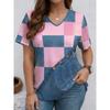 Women's T-shirt Retro T-shirt Summer Clothing Denim 3D Printed Top Large V-neck Street Casual Sports Loose Tops