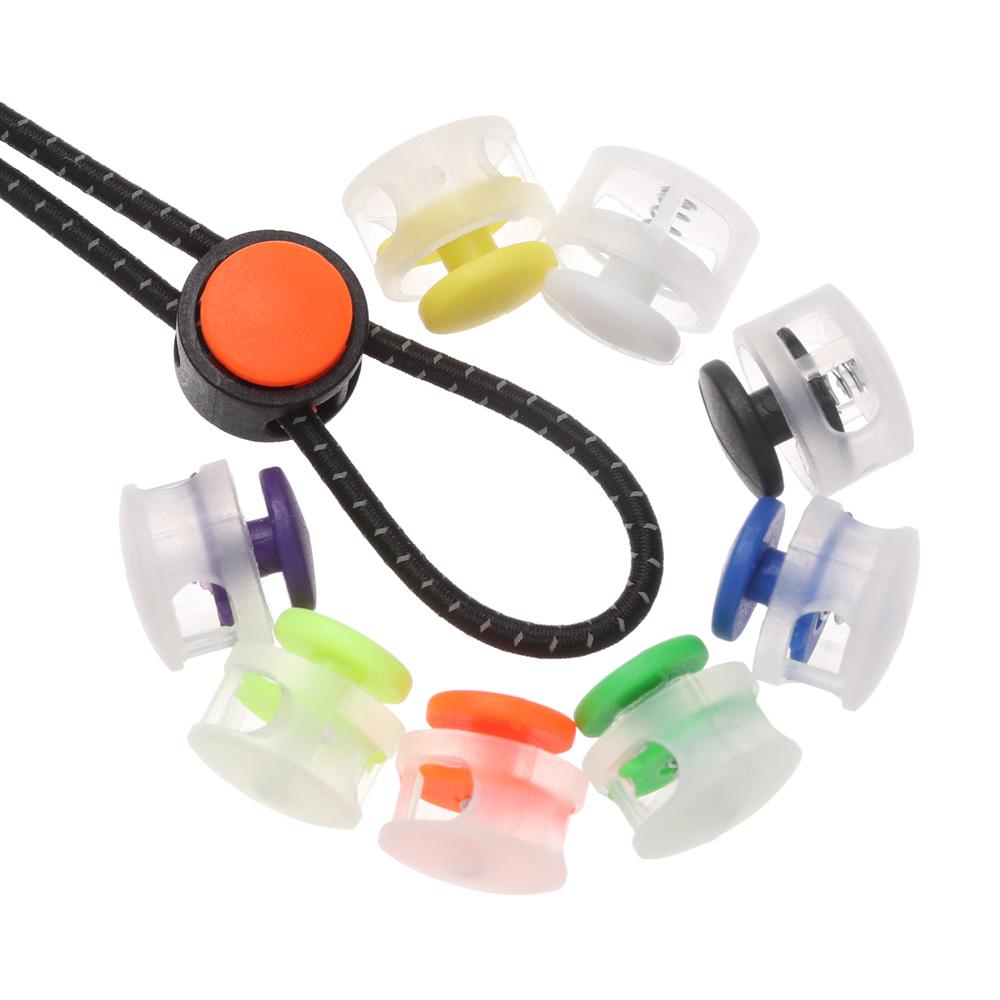 10pcs High Quality 7mm Hole Double Holes Apparel Shoelace Plastic Stopper Cord Lock Bean Toggle Clip