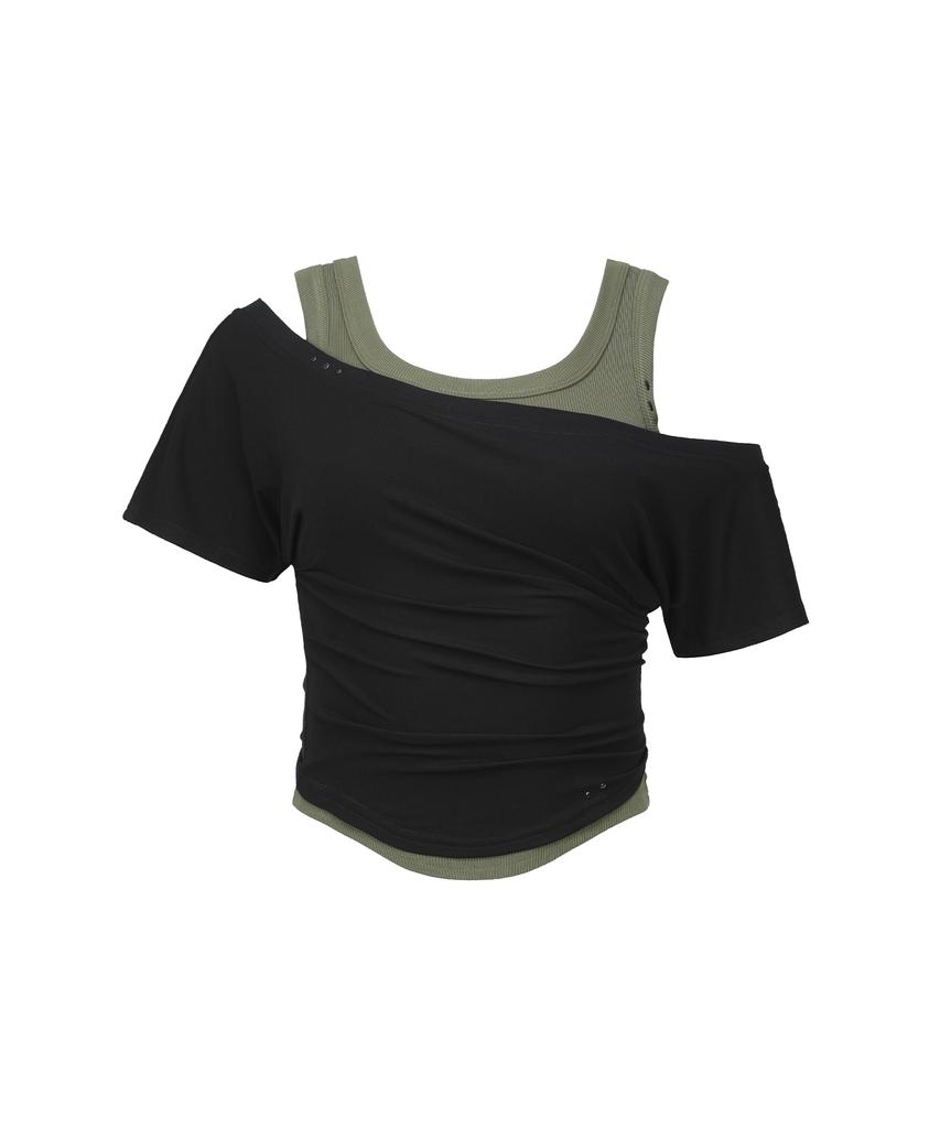 Sekeonmonollogeu Многослойный комплект с открытыми плечами [Черный]_Sewts021Black
