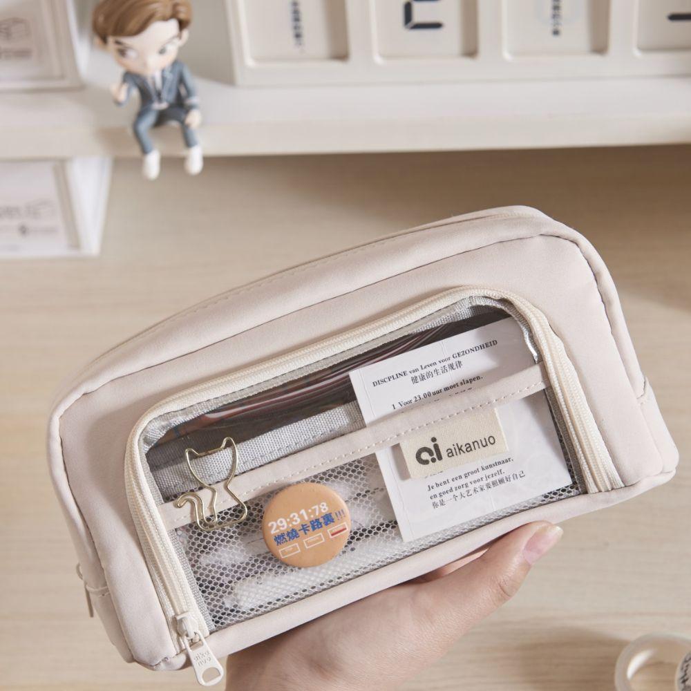 Large Capacity Transparent Pencil Case with Zipper Pencil Bag Cute Packaging Bag Student