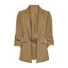 Women Suit Coat Turn-down Collar Long Sleeve Pockets Suit Jacket Solid Color Open Front Office Lady Business Outwear