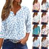 Women's T Shirt Tee Print Button 3/4 Sleeve Daily Weekend Fashion Basic V- Neck Regular Top