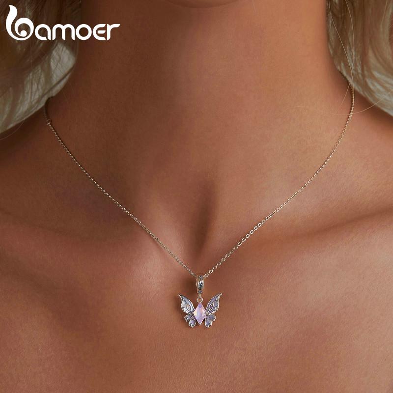 BAMOER стерлингового серебра 925 пробы волшебные подвески-бабочки Солнце и Луна бусины подходят для женщин оригинальные браслеты DIY ювелирные изделия