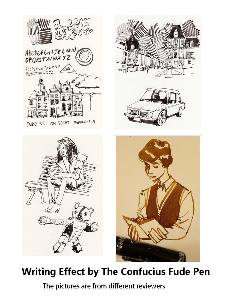 Перьевая ручка DUKE 551 Chinese Confucius Bamboo со специальным пером Bold Art Brush для письма и рисования (0,7-1,5 ММ) Средний/Экстремальный