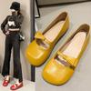 Fashion Cute Bow Women's Mary Jane Shoes 2024 New Retro Square Toe Genuine Leather Flat Shoes Women's Flat Casual Shoes