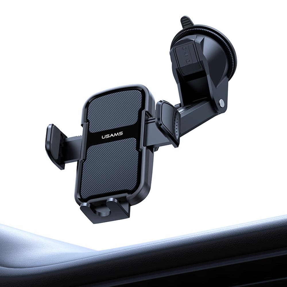 USAMS ZJ086 Car Dashboard Phone Mount One-Touch Release Rotating Phone Holder Support Horizontal/Vertical Views