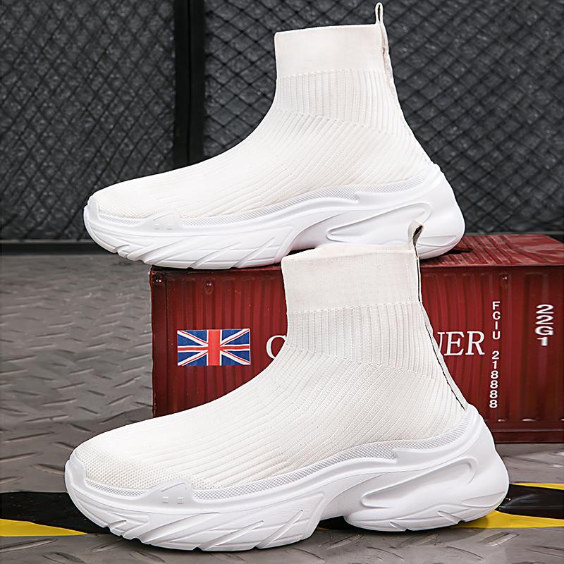 Fashion Sneakers for Men Fashion High Top Sock Shoes Autumn New Breathable Casual Shoes Outdoor Platform Anti Slip Walking Shoes 2024
