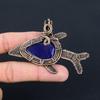 Синий сапфир, драгоценный камень, кулон ручной работы из чистой медной проволоки, обернутый рыбой, ювелирные изделия