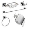 BAKALA  5 Pcs/set Round Stainless Steel Bathroom Accessories Set,Soap dish,Robe hook,Paper Holder,Towel Bar
