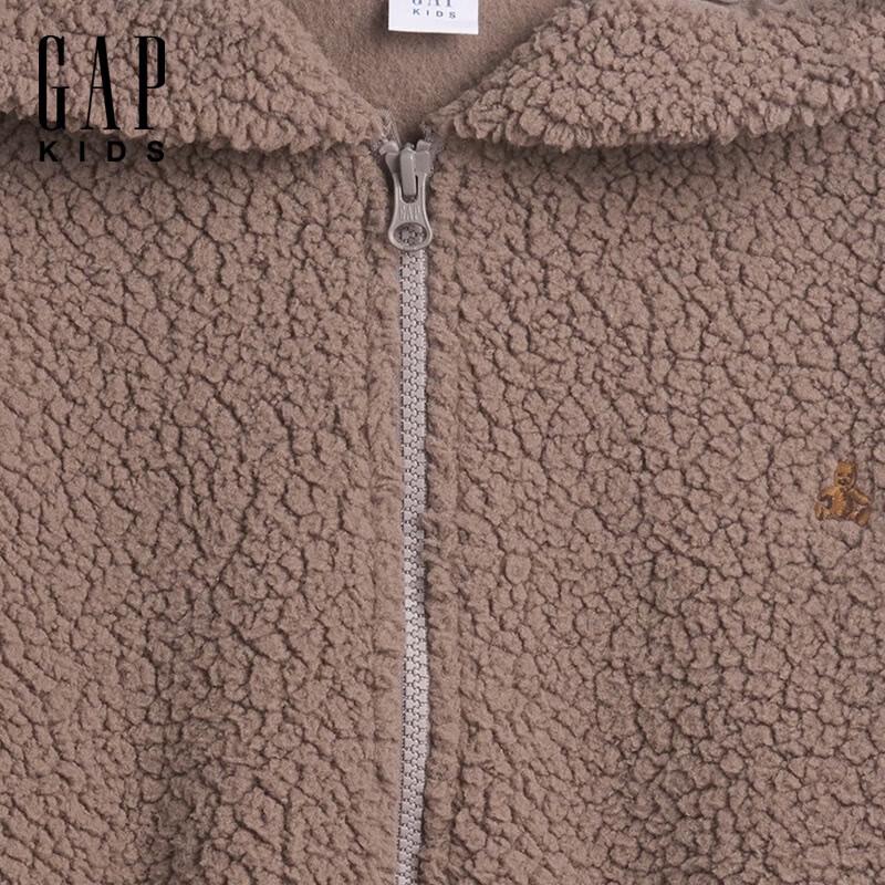GAP Girl's Faux Lamb Wool Bear Embroidery Hoodie