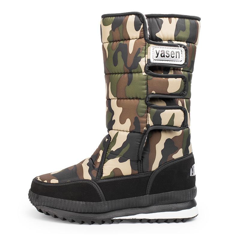 Мужские полусапоги для снега до середины икры, зимние плюшевые теплые хлопковые ботинки, модные повседневные ботинки с высоким верхом для мужчин, нескользящие ботинки на платформе, большой размер 47