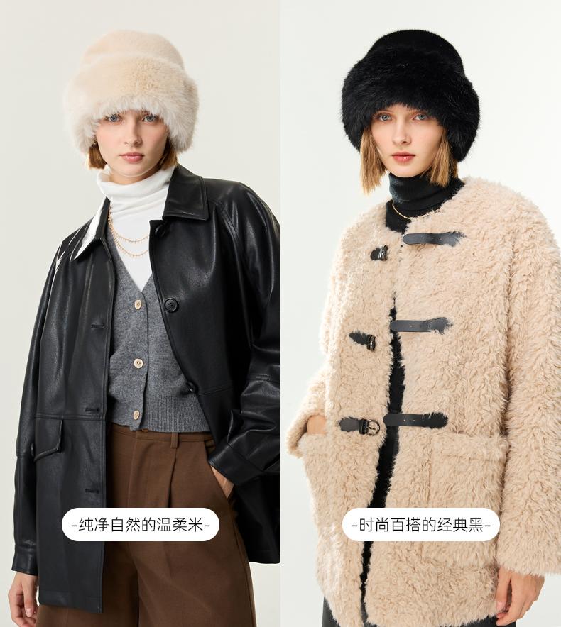 ELLE hat women's autumn and winter high-end feeling French elegant warm fur warm fisherman hat