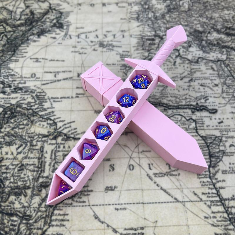 Коробка для хранения в форме меча, напечатанная на 3D-принтере, с кубиками для игр Dnd Rpg Trpg, кубики для игры Dnd, держатель для ролевых кубиков, настольное украшение, хранилище Бо