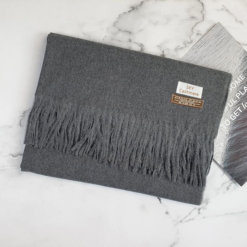 200 * 70 см толстый однотонный женский кашемировый имитационный шарф для зимы роскошная женская шерстяная шаль