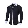 Fall Spring Men Formal Shirt Turn-down Collar Single-breasted Contrast Color Slim Fit Long Sleeves Button Cardigan Mid Length Business Daily