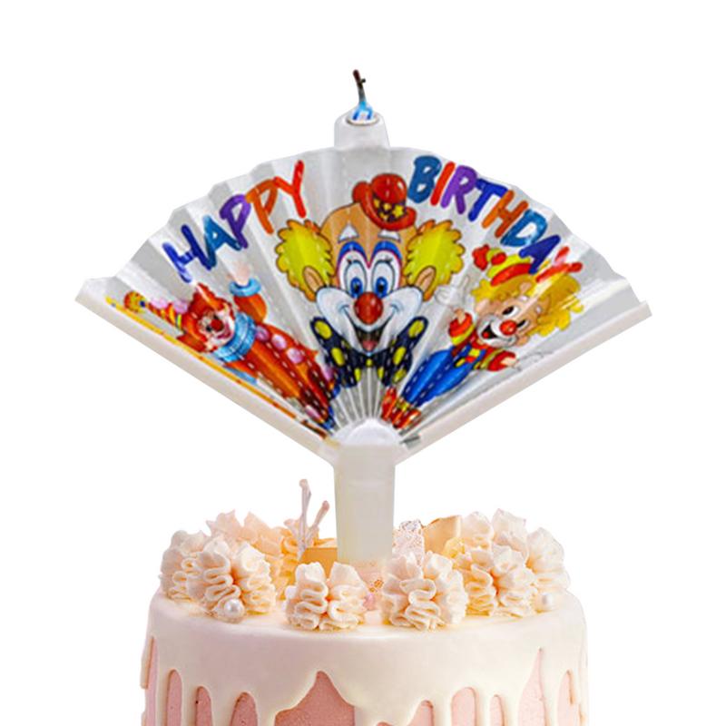 New Birthday Candle With Joker Fan Banner Funny Wishing Candle Birthday Cake Candle Decor Clown Pattern Candles Surprise Candles