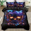 3pcs Black Bedding Set Gothic Colorful Skull Butterfly Printed Soft Duvet Cover King Queen Twin Size Birthday Gift Bedroom Decor