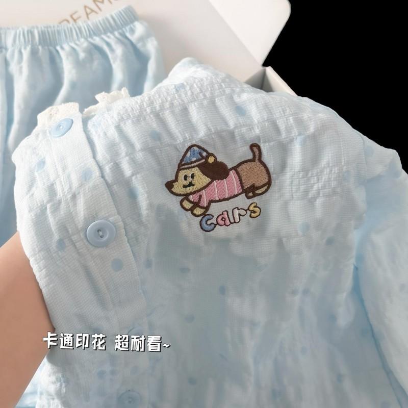 Girls Cotton Pajama Set Long Sleeve Princess Style Home Wear 2026 Kids Sleepwear
