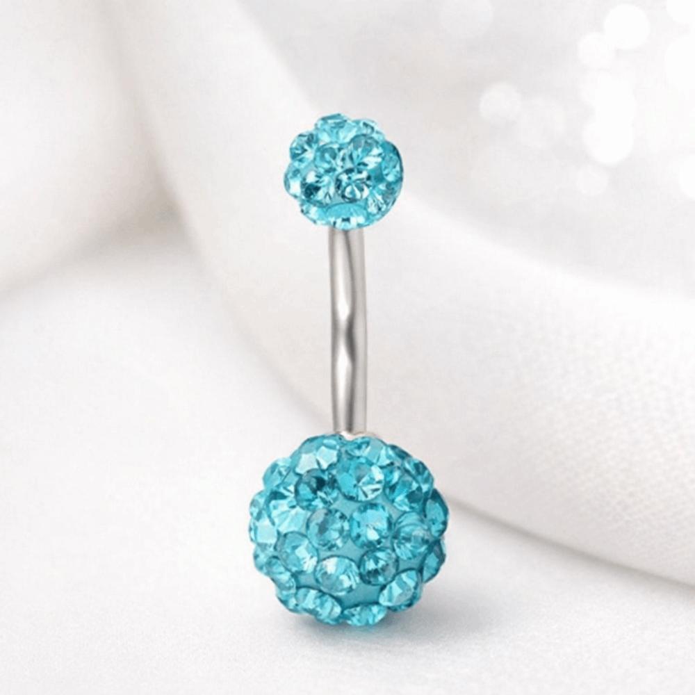 Zircon Crystal Ball Belly Button Rings Stainless Steel Shiny Body Jewelry Gem Navel Piercing Men